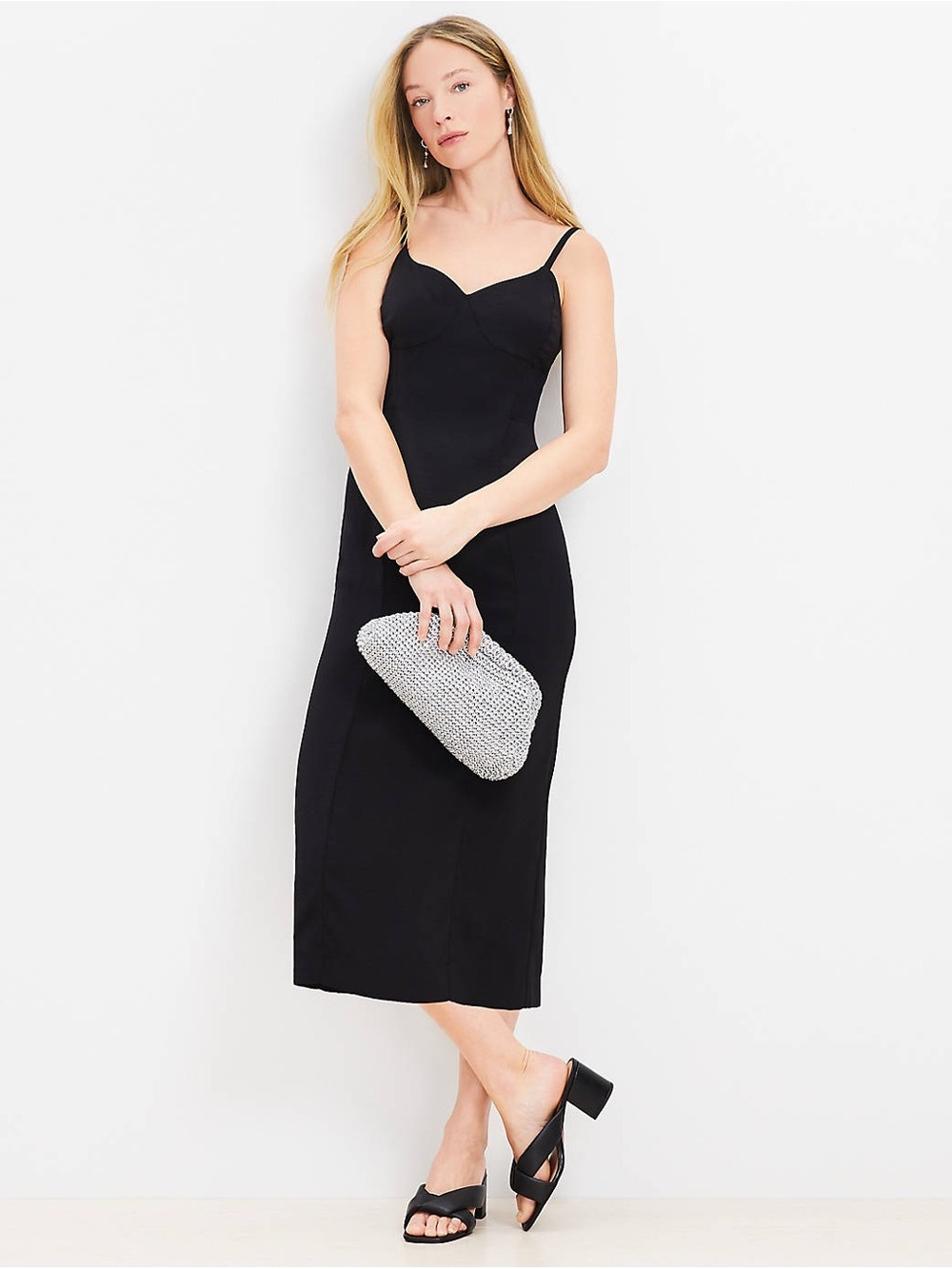 LOFT NWT 12 10 Sweetheart Strappy Sheath Dress in Black • Chic Modern LBD